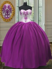 Captivating Purple Sleeveless Floor Length Beading Lace Up Sweet 16 Dress