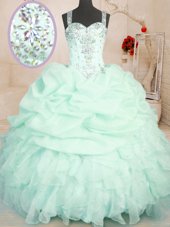 Sophisticated Pick Ups Floor Length Ball Gowns Sleeveless Apple Green Ball Gown Prom Dress Zipper