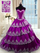 Glorious Sleeveless Beading and Appliques and Ruffled Layers Lace Up Quinceanera Dresses