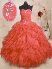 Superior Sleeveless Lace Up Floor Length Beading and Ruffles and Ruching Quinceanera Dresses