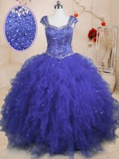 Extravagant Strapless Sleeveless Lace Up Quinceanera Dresses Black And Purple Organza