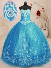 New Style Sleeveless Lace Up Floor Length Beading and Embroidery Vestidos de Quinceanera