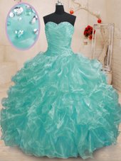 Designer Sleeveless Beading and Ruffles Lace Up Quinceanera Dresses