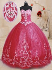 Exceptional Red Sweet 16 Dresses Military Ball and Sweet 16 and Quinceanera and For with Beading and Embroidery Sweetheart Sleeveless Lace Up