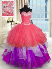 Unique Floor Length Multi-color Quinceanera Dress Sweetheart Sleeveless Lace Up