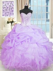 Simple Floor Length Ball Gowns Sleeveless Lavender Quinceanera Gown Lace Up