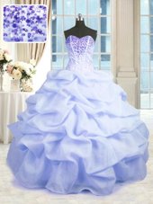 Floor Length Light Blue Quinceanera Gowns Sweetheart Sleeveless Lace Up