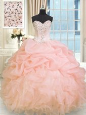 Fantastic Sleeveless Beading and Ruffles Lace Up Quinceanera Dresses