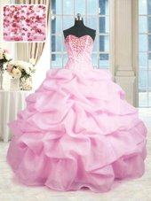 Dynamic Sleeveless Floor Length Beading and Appliques and Ruching Lace Up 15 Quinceanera Dress with Wine Red
