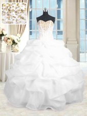 Customized Floor Length Ball Gowns Sleeveless White Sweet 16 Quinceanera Dress Lace Up