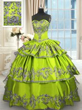 Blue Ball Gowns Sweetheart Sleeveless Organza With Brush Train Lace Up Beading and Ruffles Quinceanera Dresses