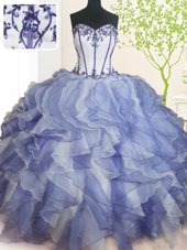 New Style Sleeveless Lace Up Floor Length Beading and Ruffles Vestidos de Quinceanera