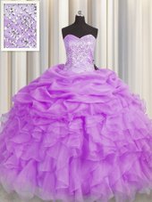 Romantic Floor Length Purple 15 Quinceanera Dress Sweetheart Sleeveless Lace Up