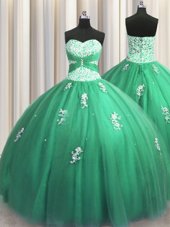 Smart Sleeveless Lace Up Floor Length Beading and Appliques 15 Quinceanera Dress