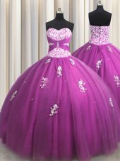 Sweetheart Sleeveless Tulle Vestidos de Quinceanera Beading and Appliques Lace Up
