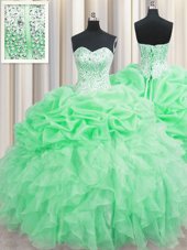 Handcrafted Flower Fuchsia Ball Gowns Beading and Sequins and Hand Made Flower Vestidos de Quinceanera Lace Up Tulle Sleeveless Floor Length