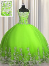 Chic Royal Blue Sleeveless Floor Length Beading and Appliques Lace Up 15 Quinceanera Dress