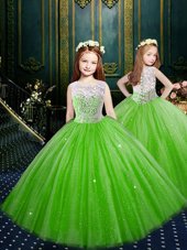 Scoop Sleeveless Floor Length Appliques Clasp Handle Little Girls Pageant Dress Wholesale with