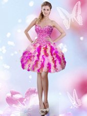 Champagne Cocktail Dress Prom and Party and For with Beading and Ruffles Scoop Sleeveless Lace Up