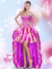 Dramatic High Low Ball Gowns Sleeveless Multi-color Pageant Gowns Lace Up