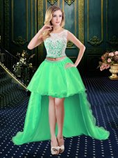 Trendy Scoop Sleeveless Organza Clasp Handle for Prom and Party