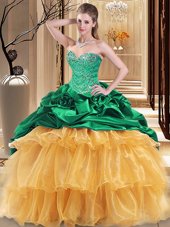 Delicate Teal Vestidos de Quinceanera Military Ball and Sweet 16 and Quinceanera and For with Embroidery and Ruffles Sweetheart Sleeveless Lace Up