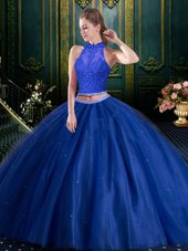 Decent Sleeveless Lace Up Floor Length Beading and Lace and Appliques Quinceanera Dress