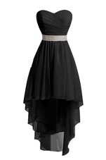 Sweetheart Sleeveless Lace Up Dress for Prom Black Organza
