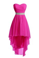 Designer Hot Pink Sweetheart Lace Up Belt Prom Party Dress Sleeveless