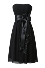 Dynamic Black Strapless Neckline Sashes|ribbons and Ruching Cocktail Dress Sleeveless Zipper