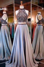Chic Lavender Sleeveless Chiffon Backless Evening Dress for Prom and Party