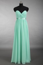 Modest Aqua Blue Zipper Prom Dresses Beading Sleeveless Floor Length