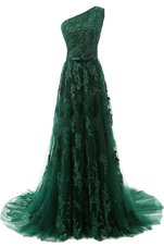Fantastic Mermaid Sleeveless Sweep Train Lace Up Lace Prom Party Dress