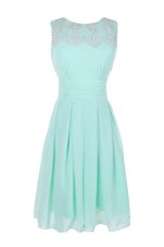 Exquisite Bateau Sleeveless Cocktail Dresses Tea Length Belt Apple Green Chiffon