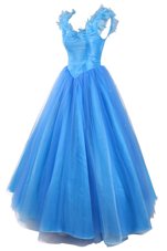 Pick Ups Baby Blue Sleeveless Organza Zipper Dress for Prom for Prom and Party