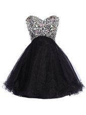 Sleeveless Mini Length Sequins Lace Up Party Dress Wholesale with Black