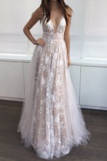 Tulle Sleeveless Floor Length Prom Dress and Lace