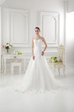 Fantastic White Sleeveless Lace and Appliques Clasp Handle Wedding Dress