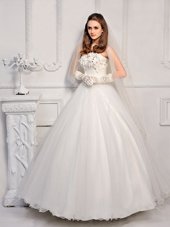Satin and Organza Sleeveless Ankle Length Bridal Gown and Beading