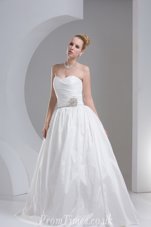Floor Length A-line Sleeveless White Wedding Gown Zipper