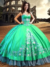 Free and Easy Off the Shoulder Sleeveless Lace and Embroidery Lace Up Sweet 16 Dresses
