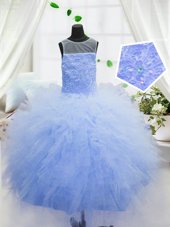 Fancy Scoop Organza Sleeveless Floor Length Party Dress Wholesale and Beading and Ruffles