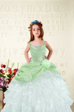 Glamorous Sleeveless Beading and Ruffled Layers and Hand Made Flower Lace Up Teens Party Dress