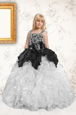 Edgy Pick Ups Straps Sleeveless Lace Up Flower Girl Dresses Silver Organza