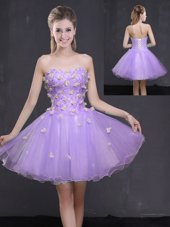 Great Organza Sweetheart Sleeveless Lace Up Appliques Club Wear in Lavender
