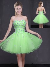Captivating Sleeveless Mini Length Appliques Lace Up Teens Party Dress