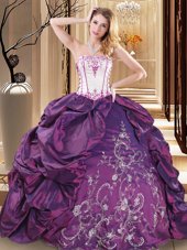 Charming Taffeta Sleeveless Floor Length Sweet 16 Dress and Embroidery