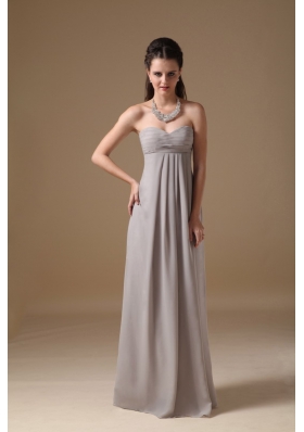 Grey Empire Sweetheart Floor-length Chiffon Ruch Prom Dress