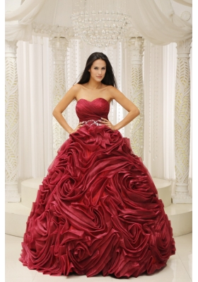 Sweetheart Neckline Beaded Decorate Wasit Hand Made Flower A-line 2013 Quinceanera Dress For Formal Evening