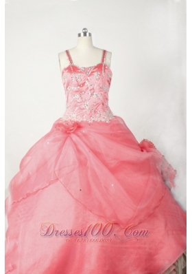 Little Girl Pageant Dresses With Beading Hand Made Flowers and Coral Red  Pageant Dresses